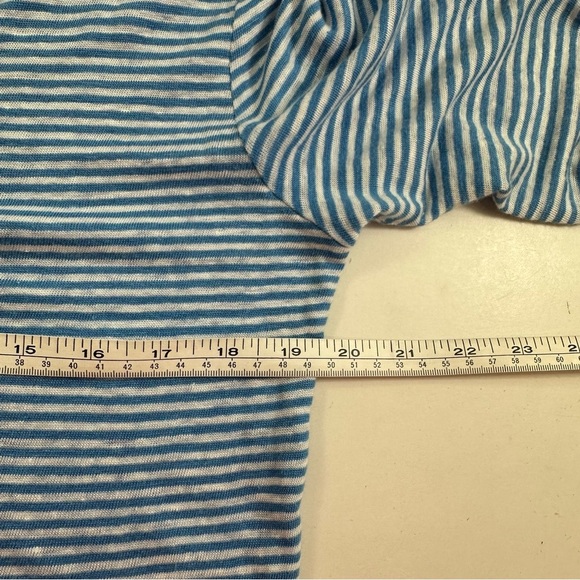 Tommy Bahama Blue Striped Linen Top Womens Small Petite 3/4 Sleeves Knit - Picture 5 of 7